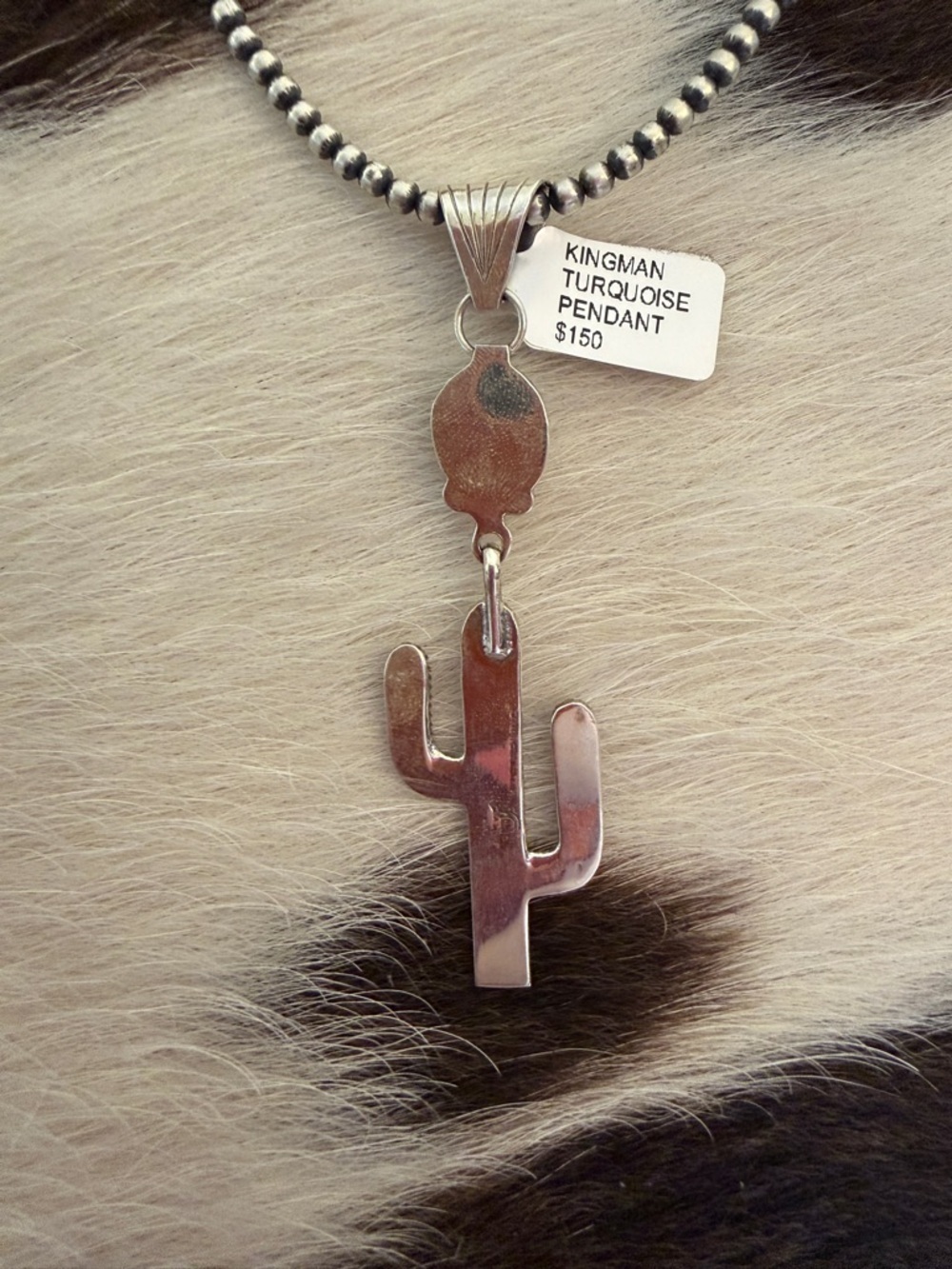 ❤️Signed Navajo Sharon McCarthy Cactus Pendant Kingman Turquoise Sterling Silver - Picture 8 of 15